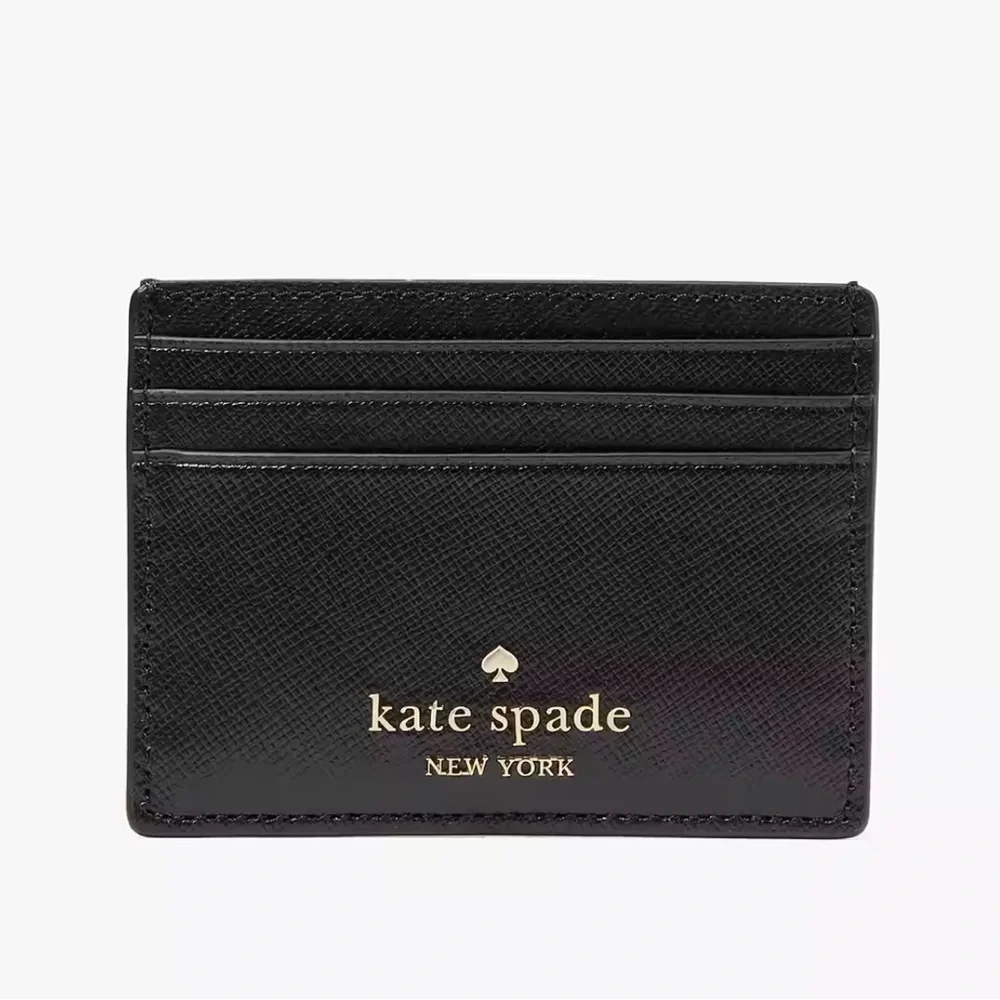 Kate Spade Madison Saffiano Leather Small Slim Card Holder COLOR: Black  NWT
